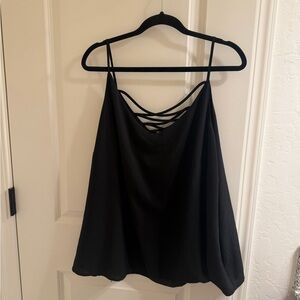 1. State Black Strappy Cami with Lattice Back